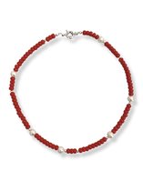 Zatthu Jewelry - N21AW350 - Hava kralen ketting rood met parels