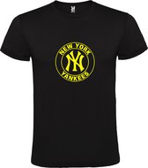 Zwart T-Shirt met “ New York Yankees “ logo Neon Geel Size XL