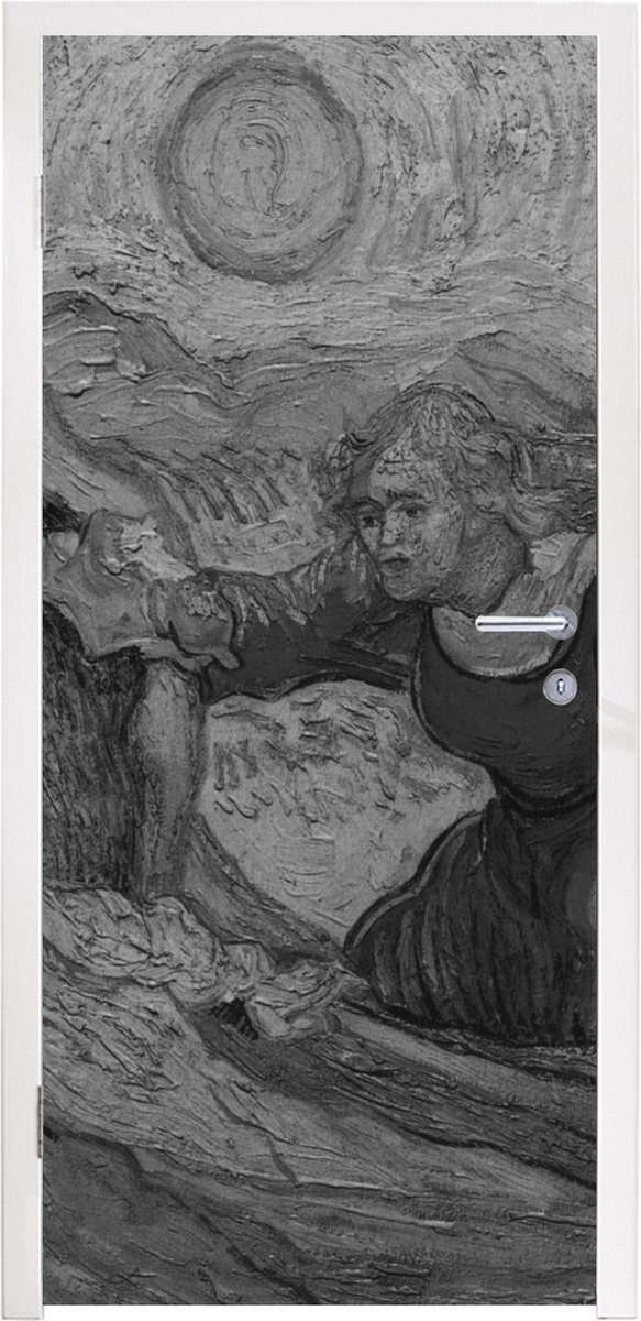 Afbeelding van product StickerSnake  Deursticker De opwekking van Lazarus - Vincent van Gogh - Zwart - Wit - 85x205 cm - Deurposter
