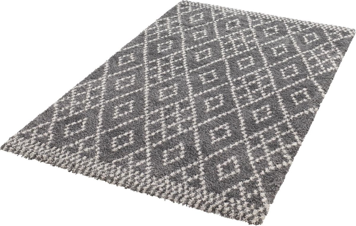 Modern design vloerkleed Chess - crème/grijs 120x170 cm
