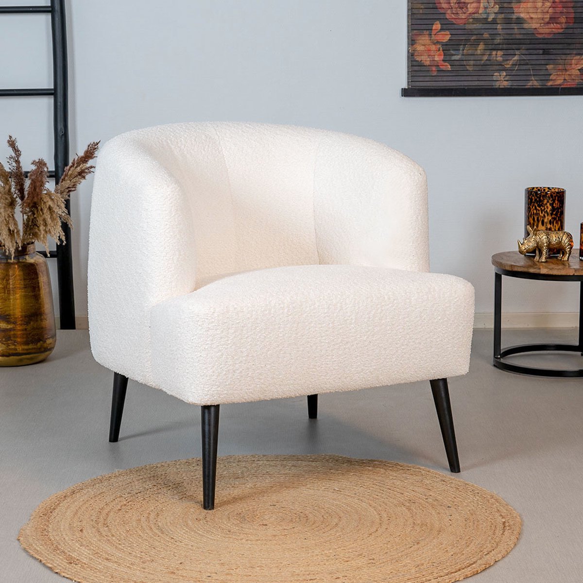 Bronx71 Teddy bouclé fauteuil Nora wit