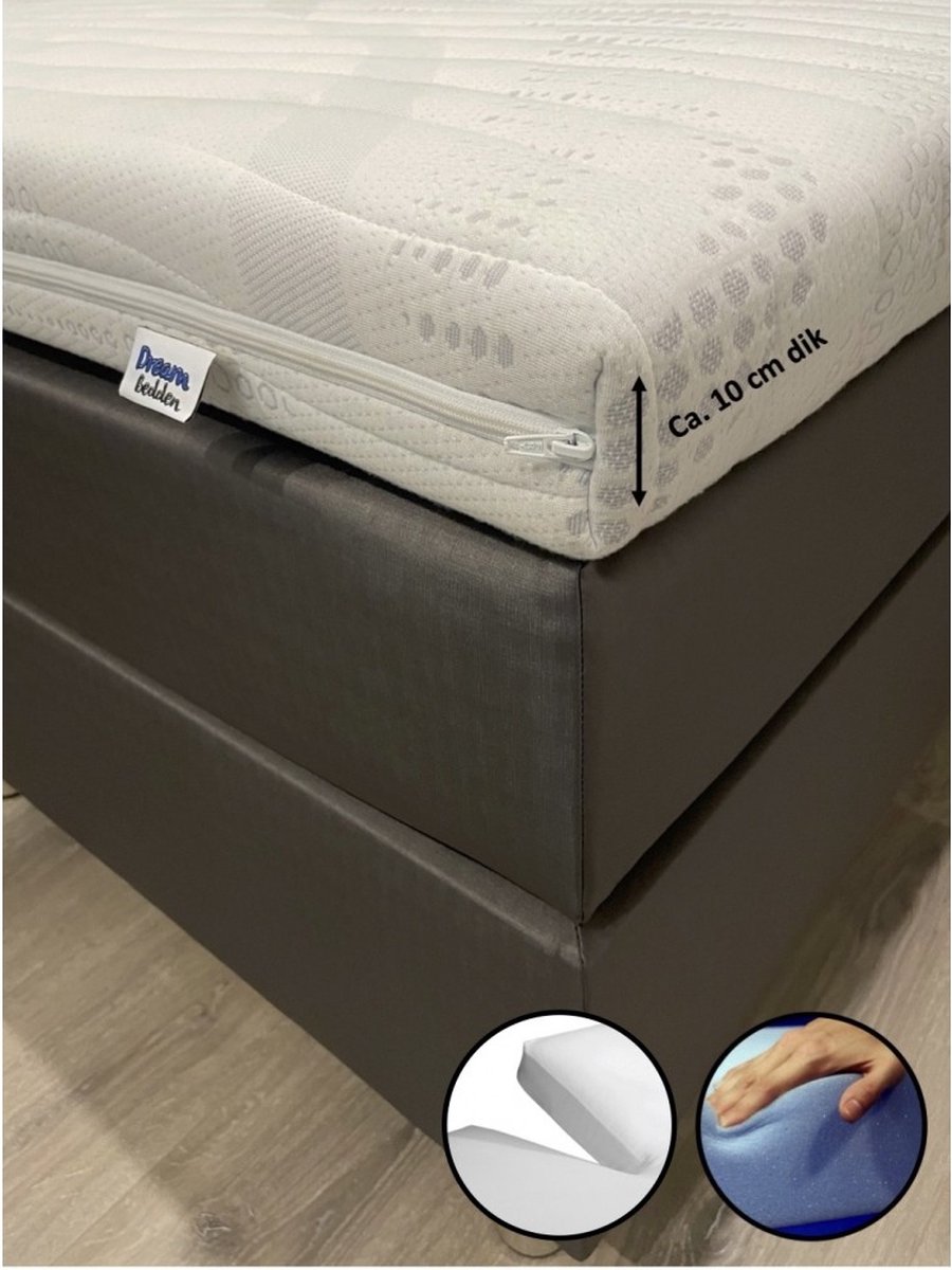 dreambedden Splittopper Maximus 140x220 HR60 Koudschuim ca. 10 cm dik Cooltouch hoes wit