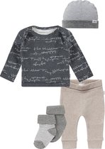 Noppies set(5delig) Taupe broekje met grijs shirt, mutsje en 2 paar sokjes - Maat 50