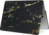 MacBook Air Hard Case - Hardcover Shock Proof Hardcase Hoes Macbook Air 2020/2021 A1932/A2179/A2337 Cover - Marble Black/Gold