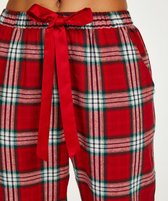 Hunkemöller Dames Nachtmode Pyjamabroek Twill Check Cuff  - Rood - maat L