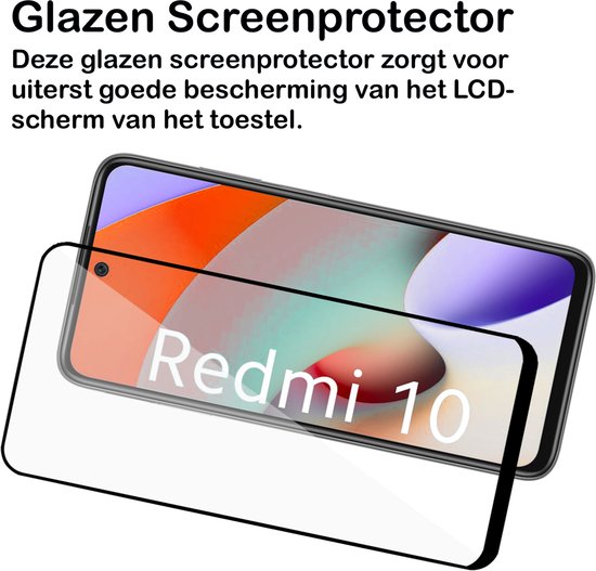 Full Screenprotector Glas voor Xiaomi Redmi 10 - Xiaomi Redmi 10 Screen Protector Glas - Compatibel met Xiaomi Redmi 10 Hoesje - Beschermglas Screen Protector Glas