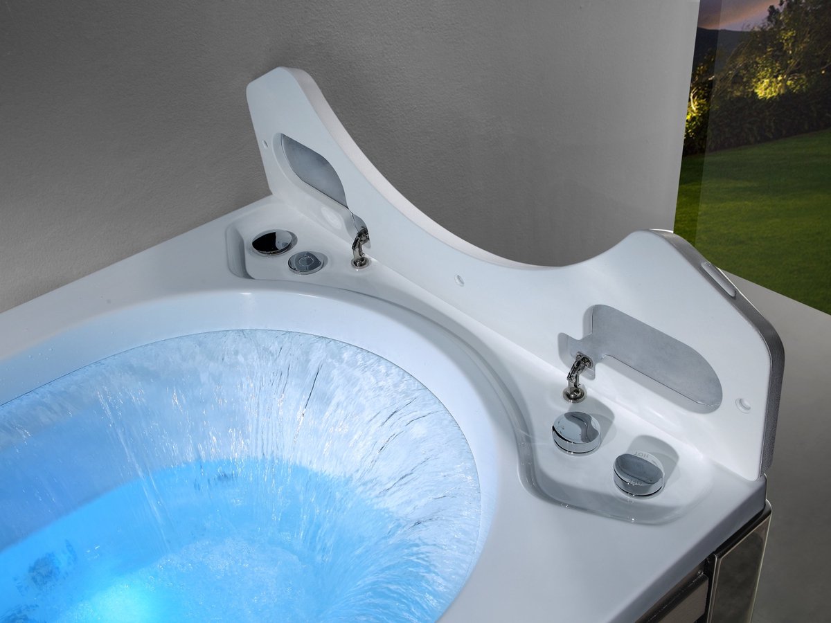 Baignoire autoportante pour massage à l'eau à LED 1850 mm en blanc avec  chauffe-eau