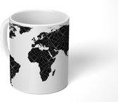 Mok - Wereldkaart - Lijn - Goud - zwart wit - 350 ML - Beker