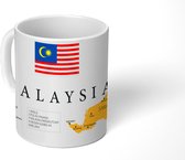 Mok - tekening van kaart van Maleisië en de provincies - 350 ML - Beker