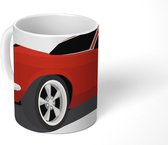 Mok - tekening van een rode Mustang met zwarte ramen - 350 ML - Beker - Uitdeelcadeautjes