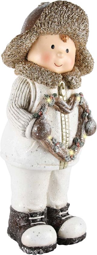 Hiver enfant garçon avec coeur - Wit / beige / argent / or - 14 x 13 x 36 cm de haut