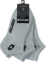 Lotto Sneaker Sokken - sport sokken - korten sokken - lotto sokken - grijs 3 Paar - Maat: 35/38