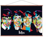 Poster In Posterhanger - The Beatles - 50x70 cm - Lennon - Kader Hout - Ophangsysteem - Pop Art - Abbey Road