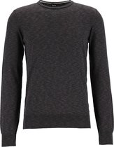 HUGO BOSS slim fit trui - heren trui O-hals katoen - zwart melange -  Maat: M