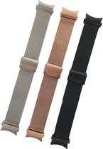 Smartwatch bandjes - 3 pack - Geschikt voor Samsung Galaxy Watch 4 Classic - Horlogebandje - RVS metaal - Fungus - Milanese Mesh - Zilver Zwart Rosegoud