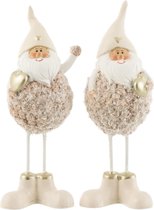 J-Line Kerstman Denappel Poly Lichtbruin Small Assortiment Van 2/ Set van 4 stuks