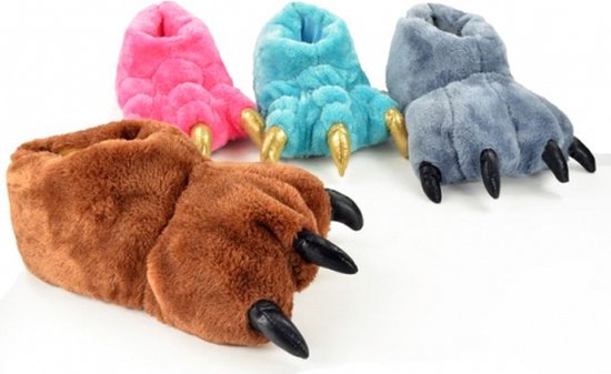 Dierenpantoffel dierenpoot-bruin -maat 38-39