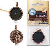 Bottle Cap bezel pendant x1 large hammered copper