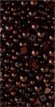 Wooden beads in glass ±85g brown