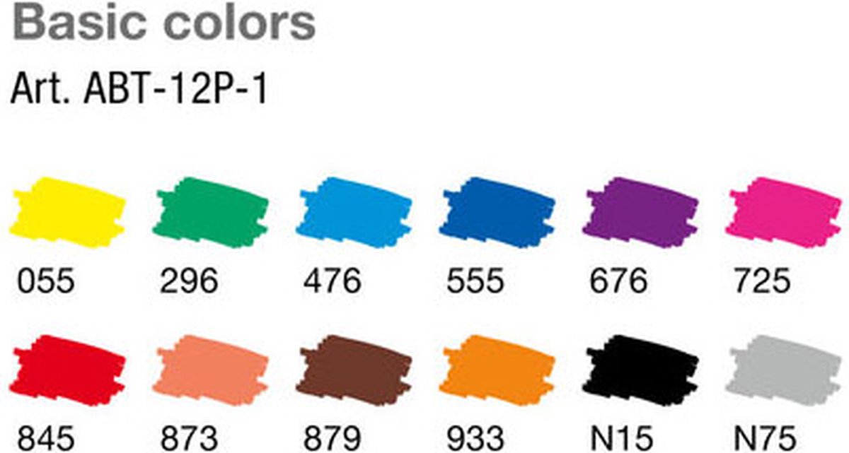 Tombow ABT Dual Brush Tekenpennen - Brushpennen - Primaire kleuren - set van 12 stuks — afbeelding 2