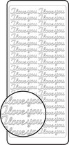 Vaessen Creative Sticker - 10x23cm - 10st - zilver i love you