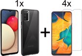 iParadise Samsung A03S Hoesje - Samsung Galaxy A03S hoesje transparant case siliconen hoesjes cover hoes - 4x Samsung A03S Screenprotector