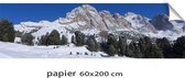 Winterlandschap - 60x200 cm - foto papier - skier - skilandschap - bergen en bomen - kerstversiering