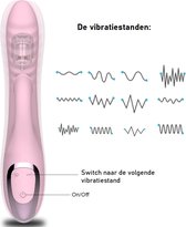 Vibrators voor vrouwen - Stimulatie van G-spot en Clitoris - 14 combinaties – Fluisterstil - Wave vibrator– 4 cm in diameter - Zuigeffect op clitoris - Roze - Magnetisch Oplaadbaar