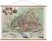 Poster In Posterhanger - Historische Oude Kaart Nijmegen - 50x70 cm - Kader Hout - Ophangsysteem - Vintage Plattegrond