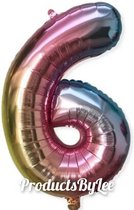 Ballon Cijfer 6 Jaar Rainbouw Verjaardag Versiering Helium Ballonnen Feest Versiering 80Cm
