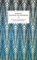 Boek met een decoratief zigzagpatroon in blauw en wit, met de titel 'Rebecca' van Daphne Du Maurier.