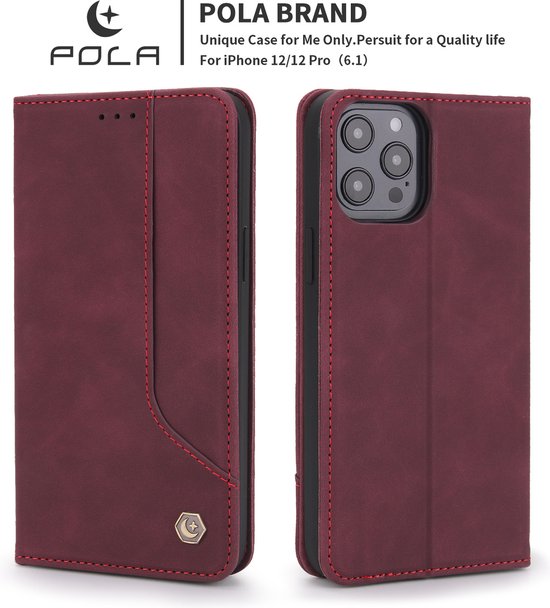 Apple de iPhone Apple iPhone 12 | iPhone 12 Pro | Bookcase en cuir de haute qualité | Porte-monnaie | Rouge
