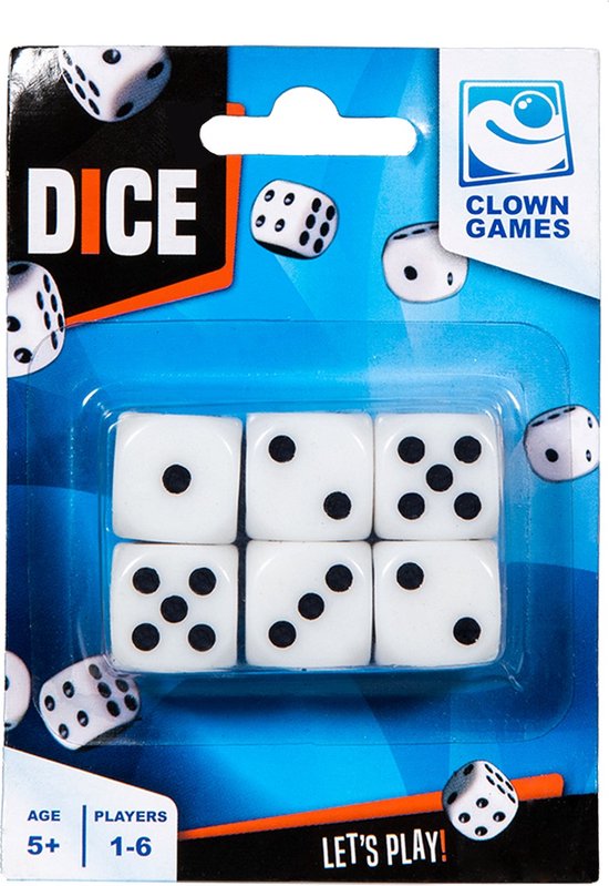 Speelgoed spellen Dobbelstenen - 6x stuks - wit/zwart - kunststof - Dobbelen - Spelletjes