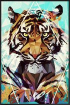 JUNIQE - Poster in kunststof lijst It Tiger -30x45 /Bruin & Turkoois