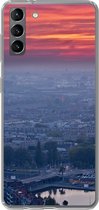 Geschikt voor Samsung Galaxy S21 Plus hoesje - Rotterdam - Zonsondergang - Roze - Siliconen Telefoonhoesje