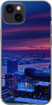 Geschikt voor iPhone 13 mini hoesje - Rotterdam - Lucht - Roze - Siliconen Telefoonhoesje