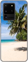 Geschikt voor Samsung Galaxy S20 Ultra hoesje - Strand - Tropisch - Zee - Siliconen Telefoonhoesje