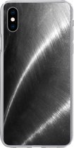 Geschikt voor iPhone Xs hoesje - Metaal print - Zilver - Zwart - Wit - Siliconen Telefoonhoesje