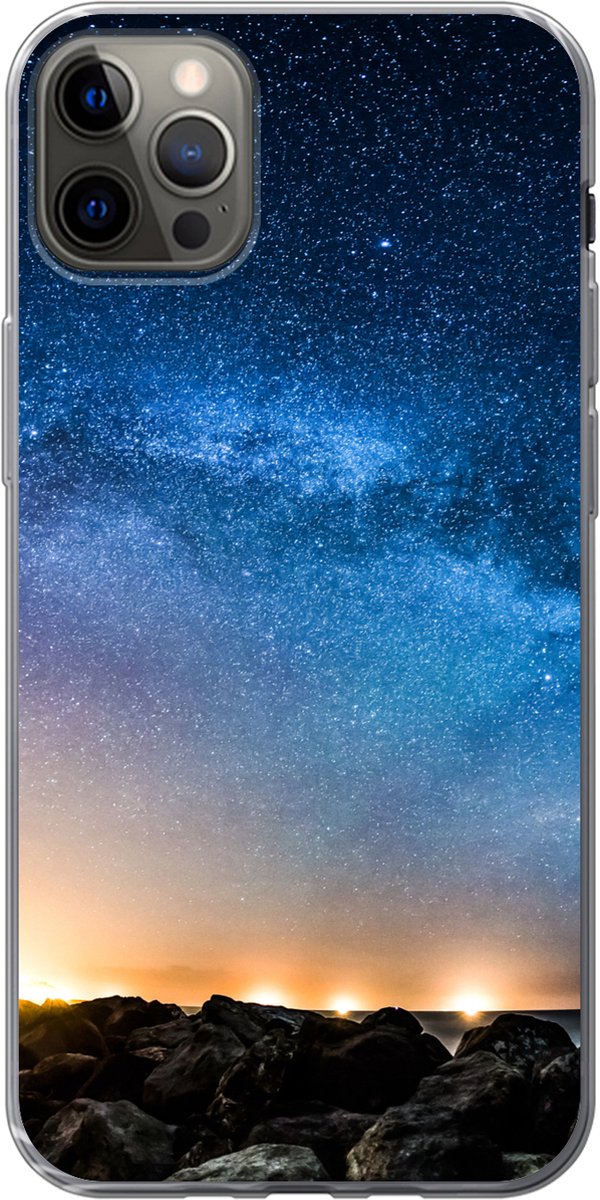 Telefoonhoesje Geschikt voor iPhone 12 Pro Max hoesje - Sterrenstelsel - Heelal - Zon - Jongens - Meisjes - Kinderen - Siliconen Telefoonhoesje Telefoonhoesje