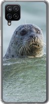Geschikt voor Samsung Galaxy A12 hoesje - Noordzee - Zeehond - Water - Siliconen Telefoonhoesje