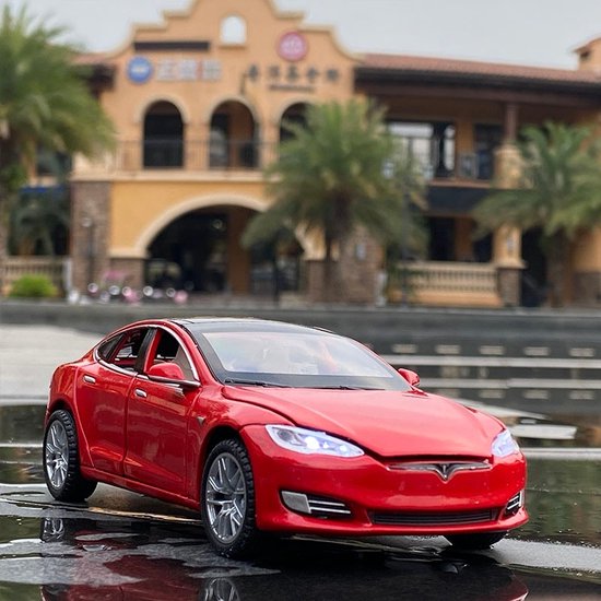 delicatesse Optimisme Hoop van Tesla Model S Rood - Metalen Autospeelgoed - Geluid en Licht - Trek  Speelgoedauto -... | bol.com