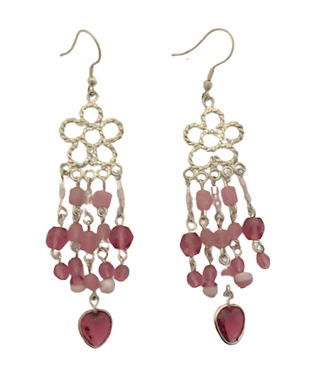 Oorhangers - Roze, zilverkleurig - 8 Centimeter - Kralen - Damesdingetjes