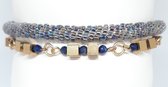 ennovycreations, kumihimo ZWART/GRIJS, lapis lazuli, 15 cm + 4 cm verlengketting ( S )