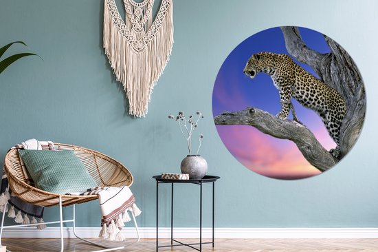 Cercle Mural - Cercle Mural Intérieur - Léopard - Arbre - Branche - ⌀ 140 cm - Décoration murale - Peintures Ronds
