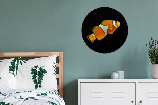 Wall Circle - Wall Circle Indoor - Poisson - Ligne - Zwart - ⌀ 60 cm - Décoration murale - Peintures Ronds