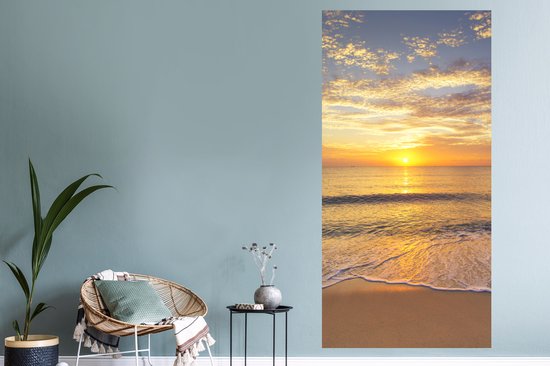 Stickers muraux - Film autocollant - Plage - Coucher de soleil - Mer - 80x160 cm - Film adhésif - Stickers muraux Chambre d'enfant - Papier peint autocollant