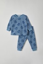 Woody badstof pyjama baby - blauw met wasbeer all-over print - 212-3-WPD-T/930 - maat 80
