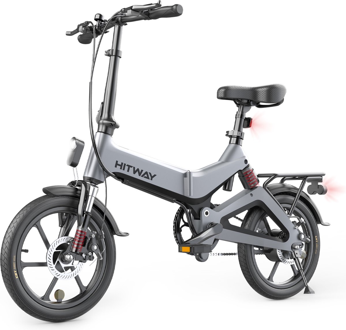 Hitway Elektrische Fiets | Opvouwbare E bike | 16 Inch | 250W | Grijs Zwart - Thumbnail 1