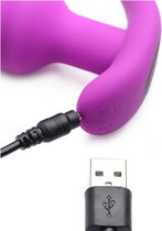21X Vibrating Silicone Swirl Butt Plug with Remote - Purple - Butt Plugs & Anal Dildos