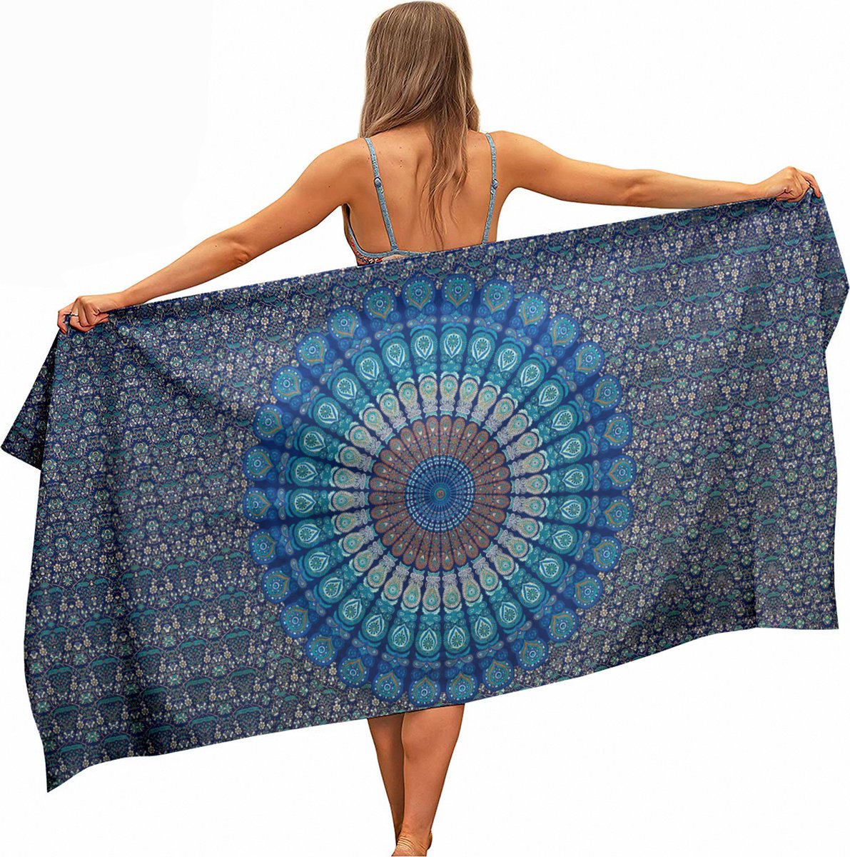 Bol.com Ulticool - Mandala Blauw - Handdoek Microvezel - Sneldrogend Badlaken – 160 x 80 cm - voor Reizen Fitness Gym Sport Spa ... aanbieding